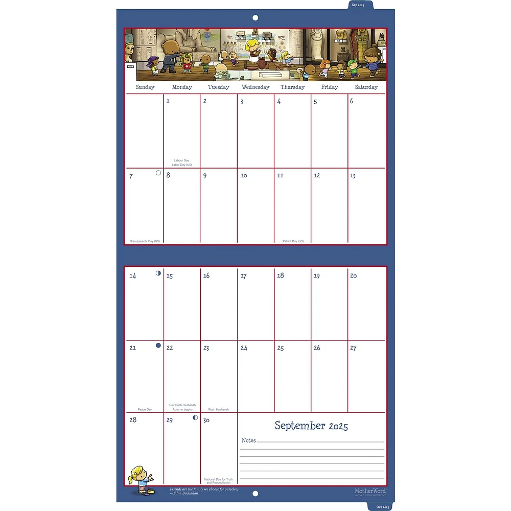 Motherword Tabbed English Wall 2025 Calendar