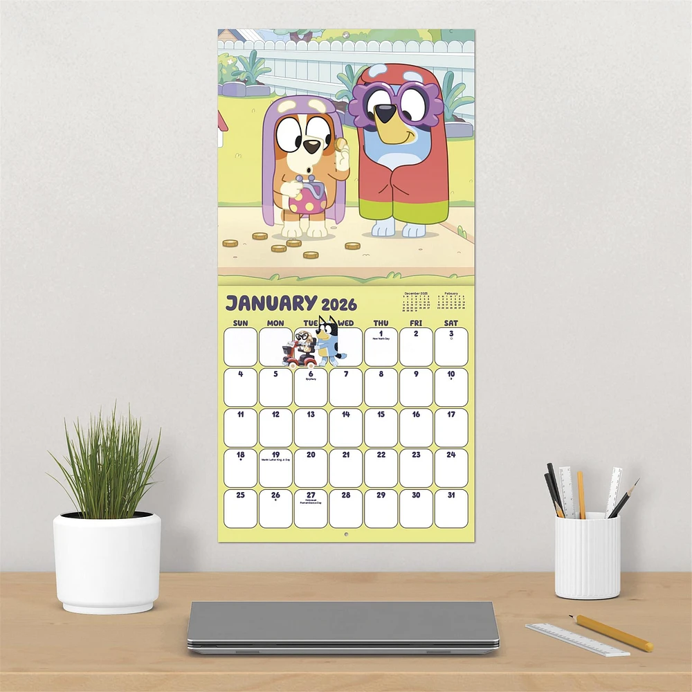 Bluey Exclusive with Decal 2026 Deluxe Wall Calendar