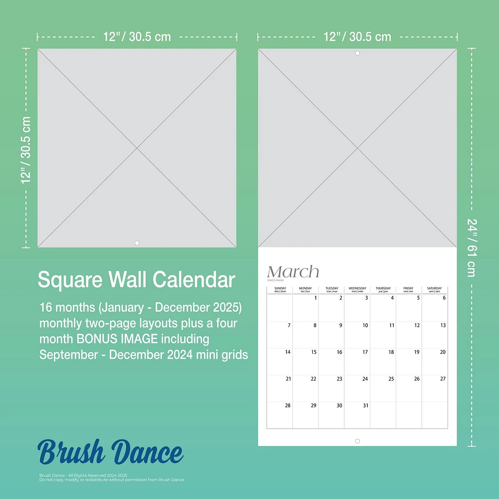 Mindful Living Wall 2025 Calendar