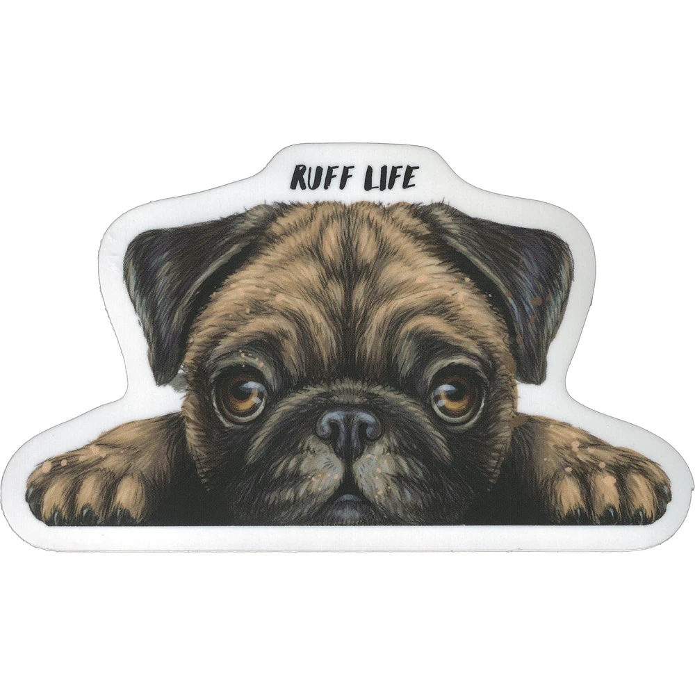 Ruff Life Pug Peeker Vinyl Sticker