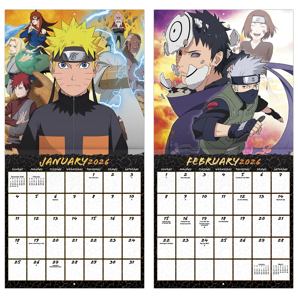 Naruto Shippuden 2026 Wall Calendar