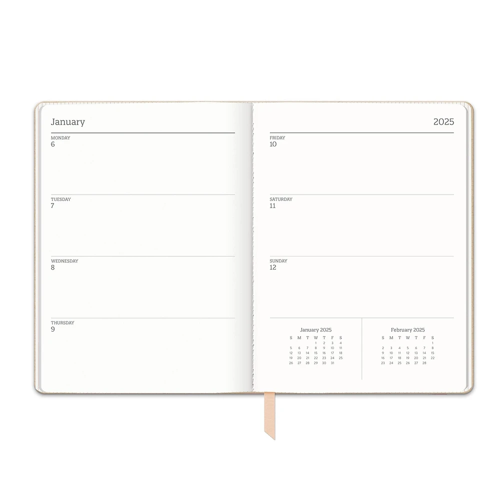 Flowers On Rose Quartz Large Dual-Textured Planner 2025 Calendar