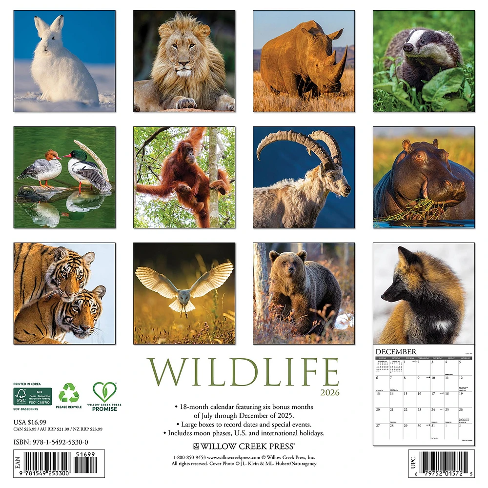 Wildlife 2026 Wall Calendar - Online Exclusive