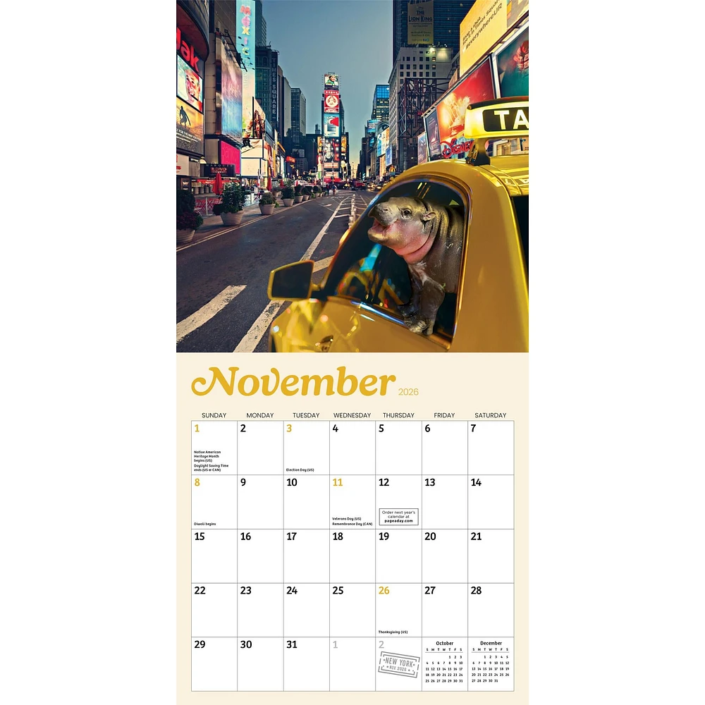 Tiny Hippo Big World 2026 Mini Calendar