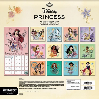 Disney Princess Bilingual Wall 2025 Calendar