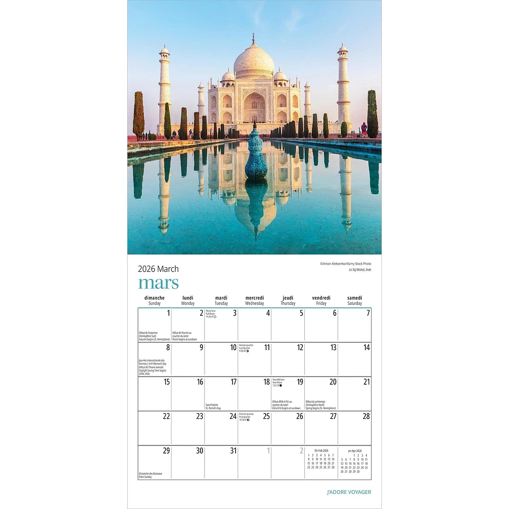 J'Adore Voyager 2026 Mini Calendar (French)
