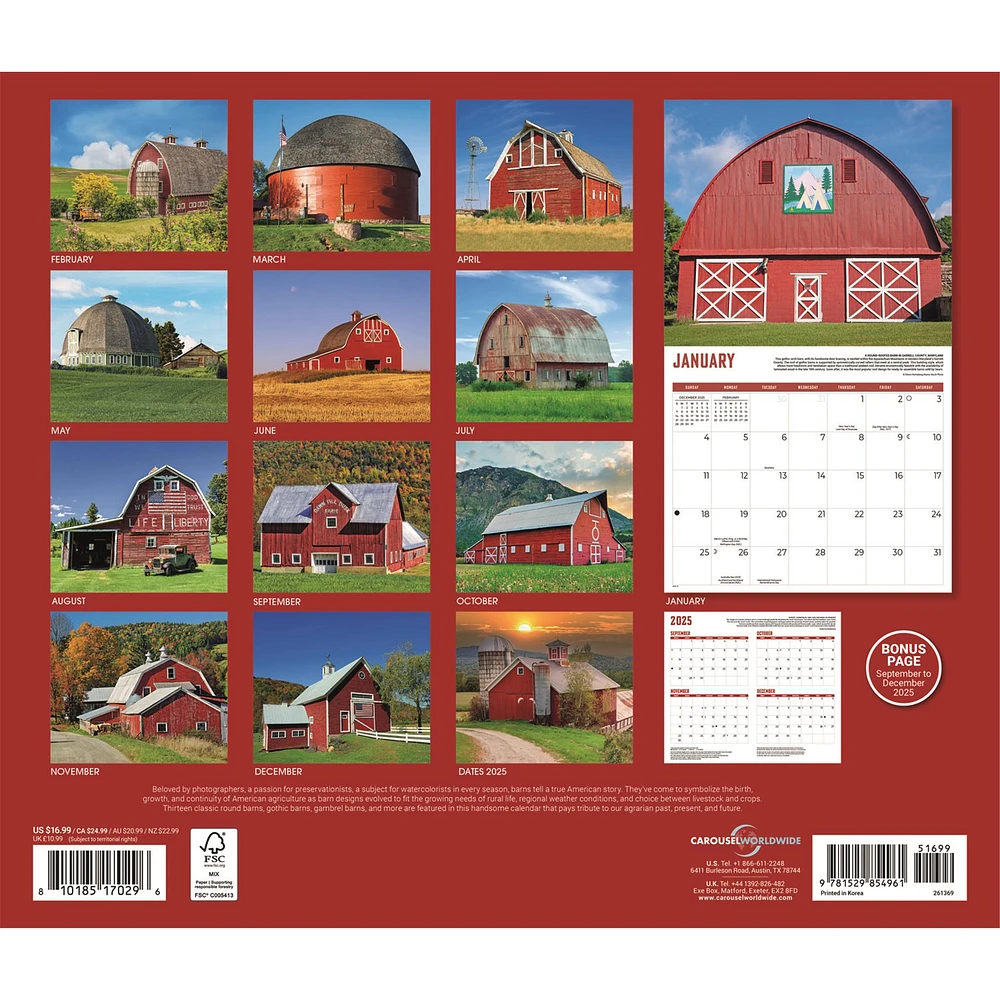 Barns 2026 Wall Calendar