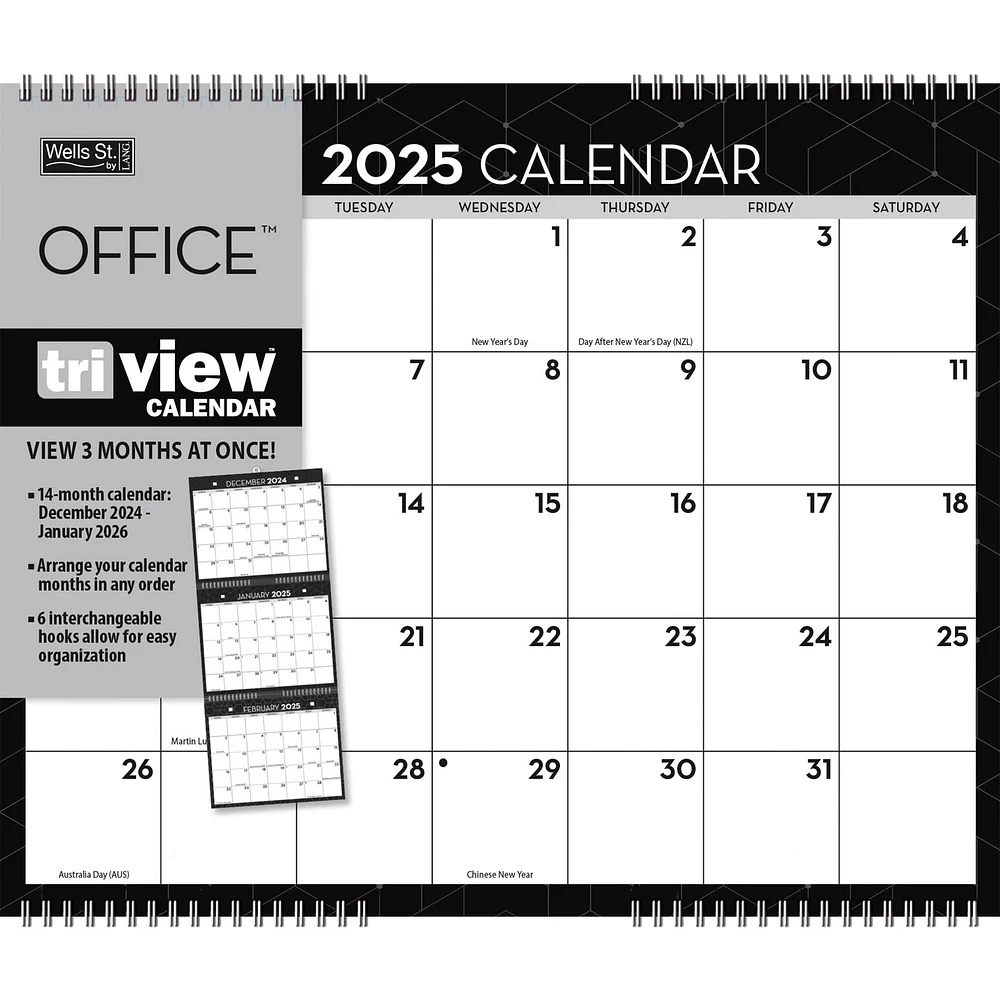 Office Triview Wall 2025 Calendar