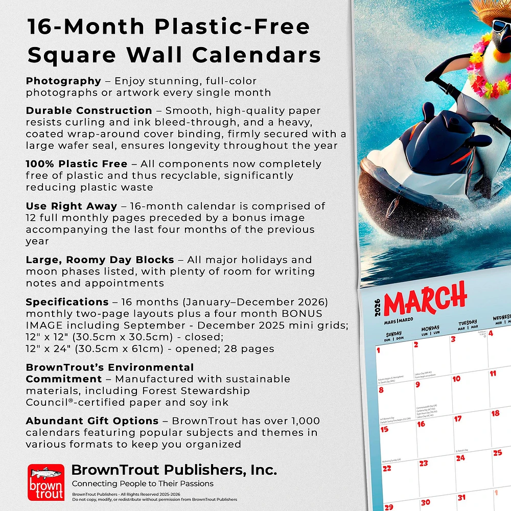 Penguin Party 2026 Wall Calendar