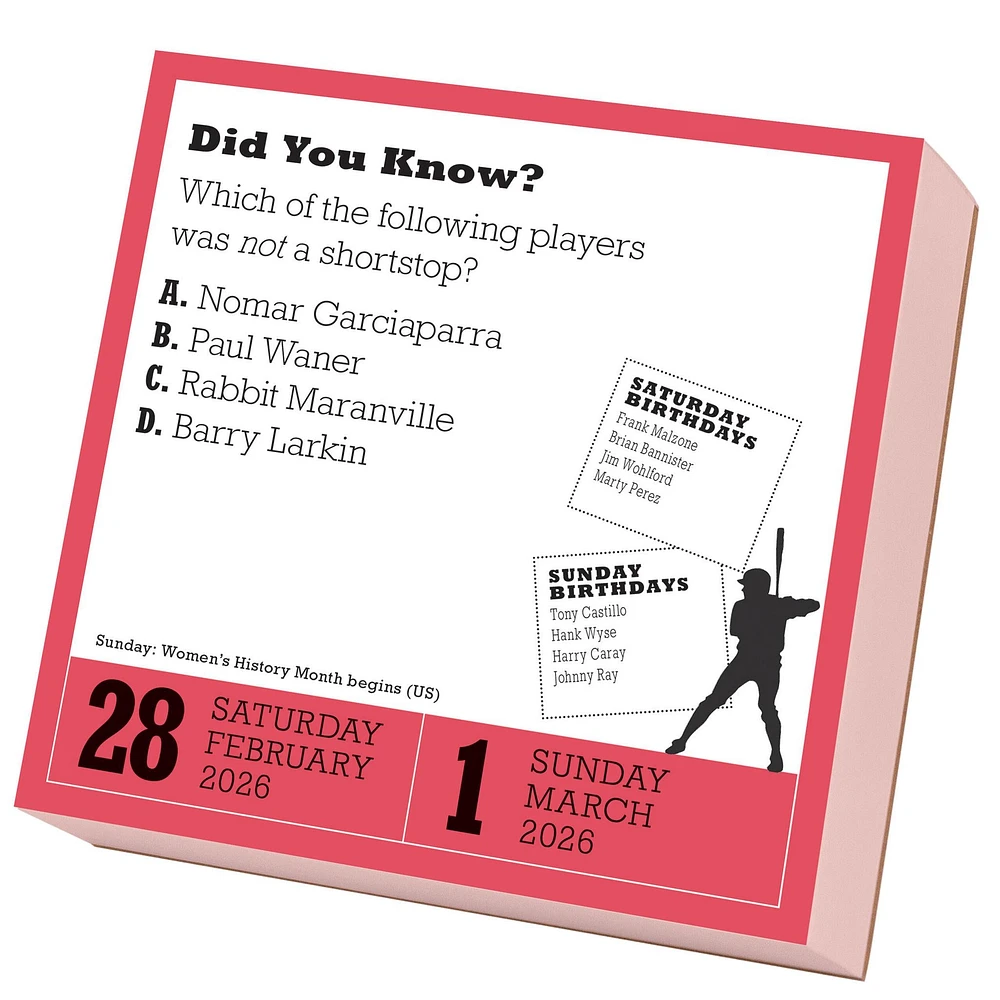 Year Of Baseball Trivia 2026 Box Calendar