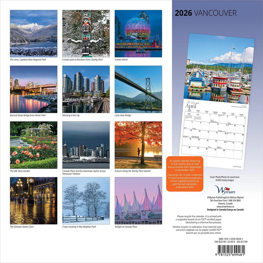 Vancouver 2026 Wall Calendar