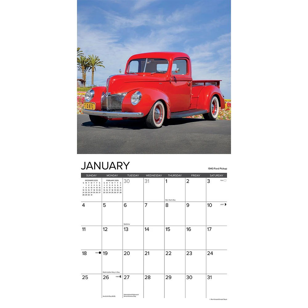 Classic Cars And Trucks 2026 Wall Calendar