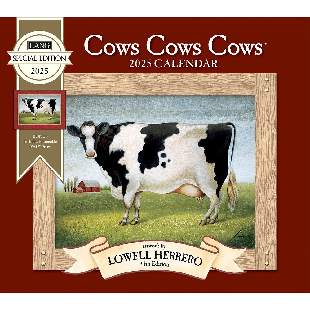 Cows Cows Cows Special Edition with Print Wall 2025 Calendar