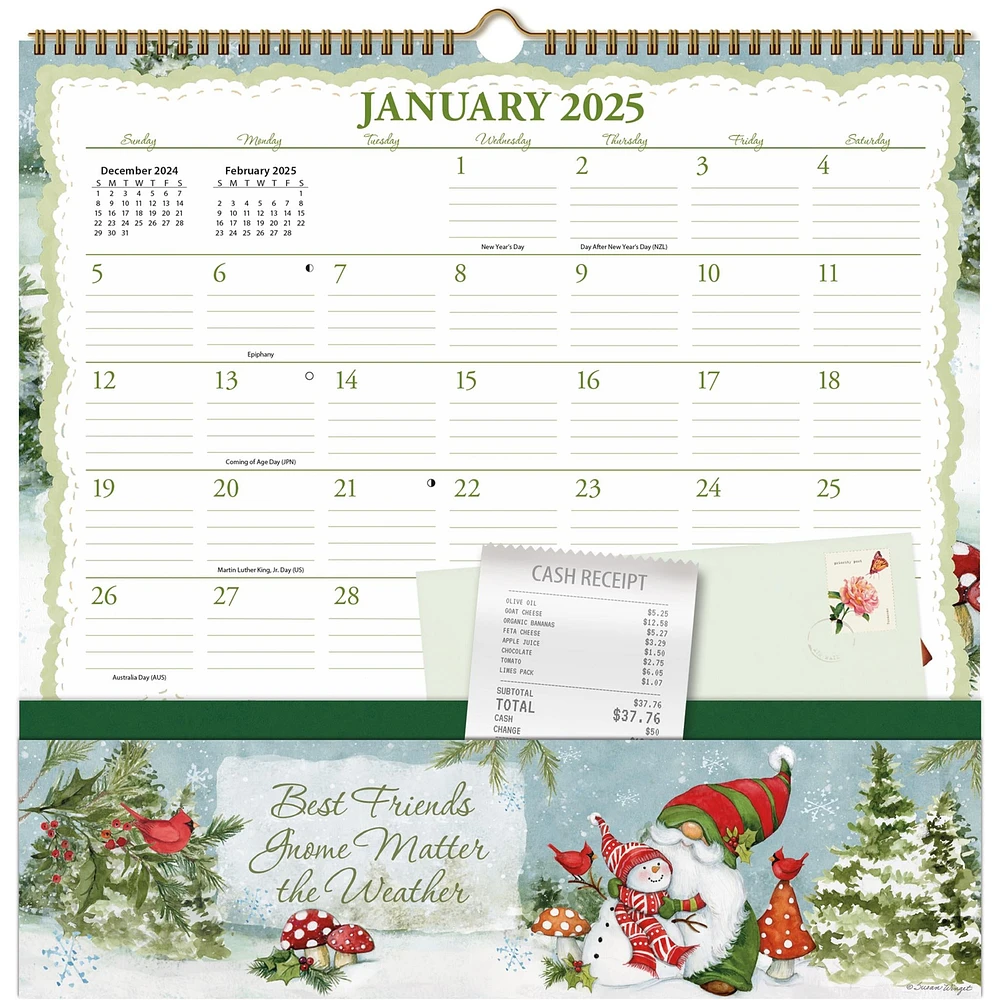 Gnomes Note Nook Wall 2025 Calendar