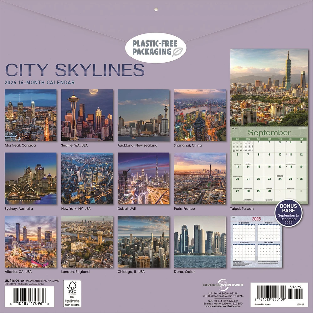 City Skylines 2026 Wall Calendar