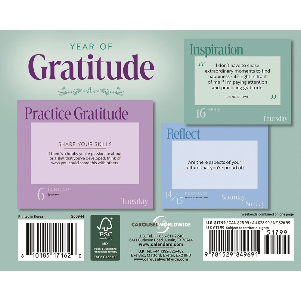 Gratitude Year Of 2026 Box Calendar