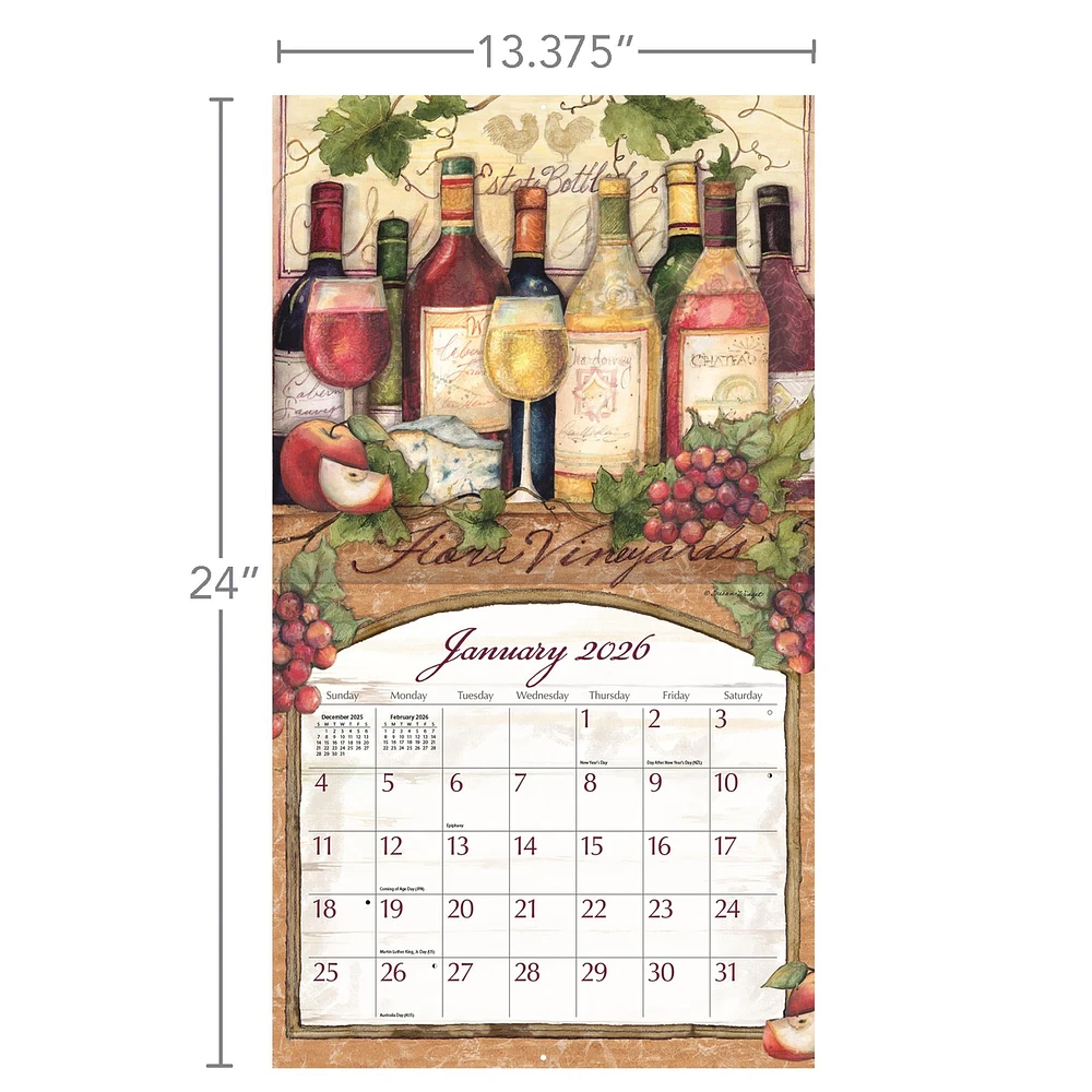 Wine Country 2026 Special Edition Wall Calendar with Print