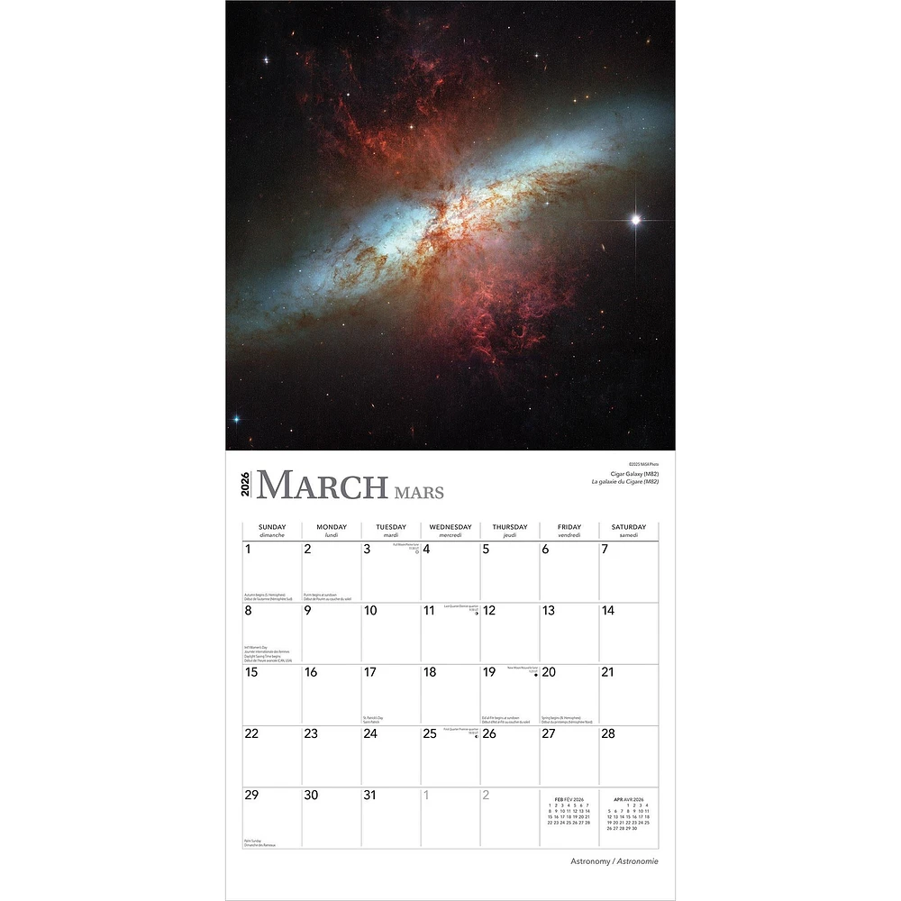 Astronomie 2026 Wall Calendar (French)