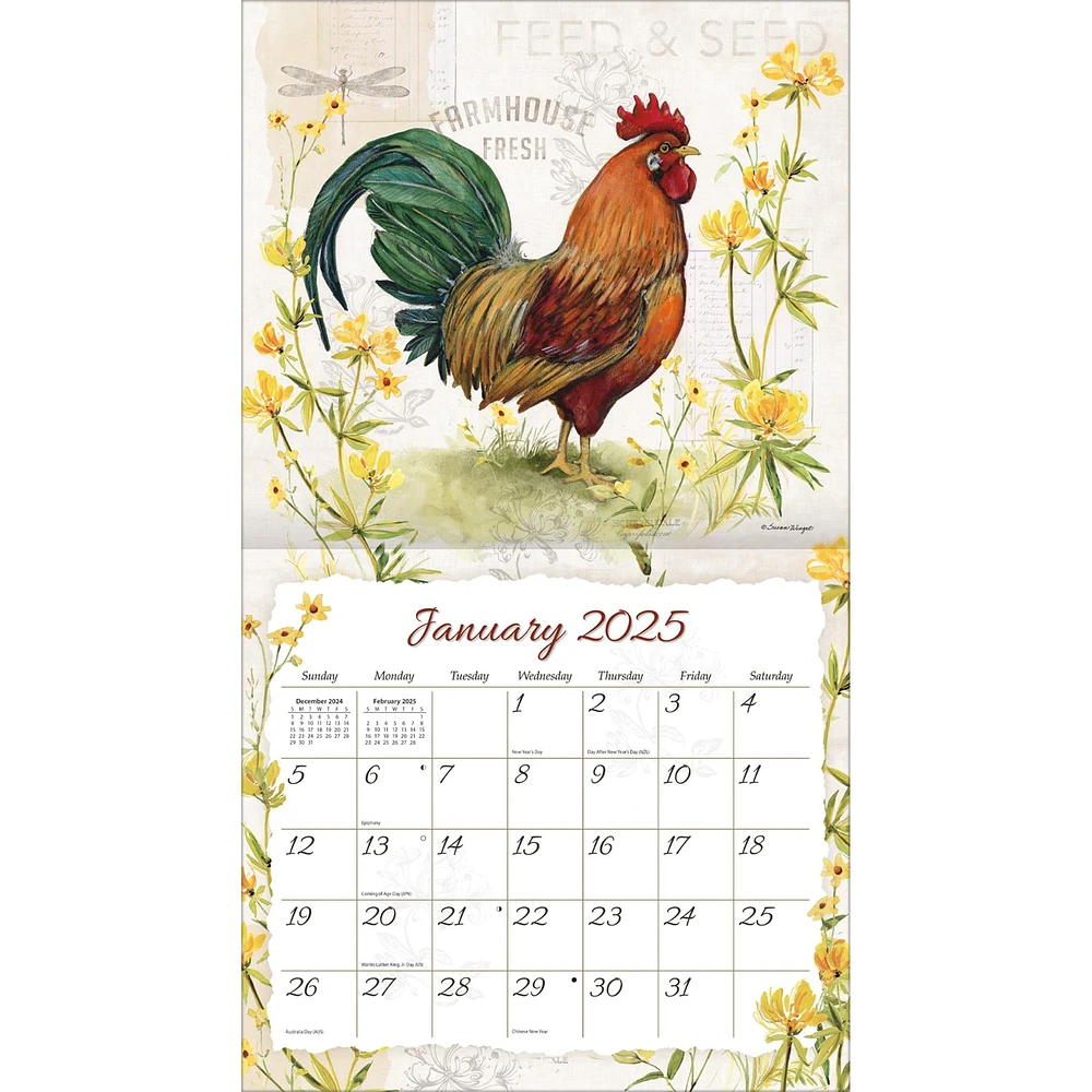 Proud Rooster Special Edition with Print Wall 2025 Calendar