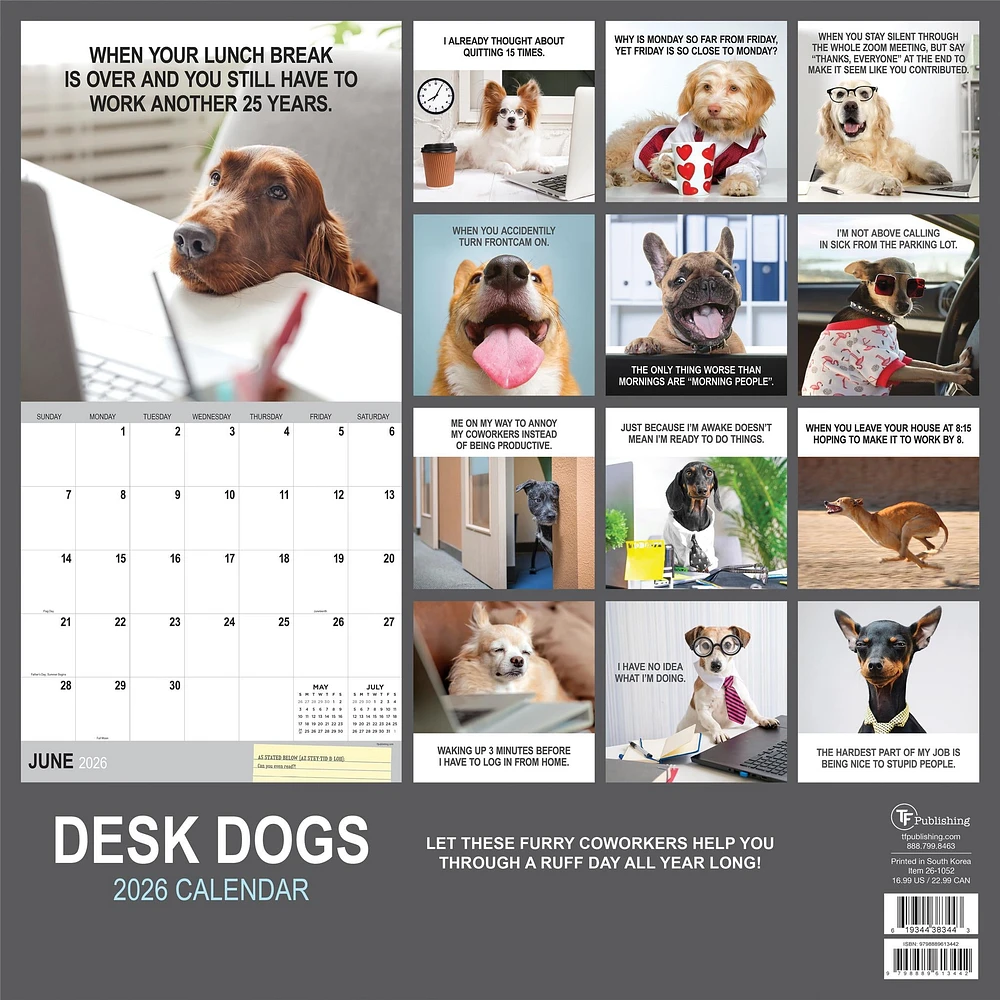 Desk Dogs 2026 Wall Calendar