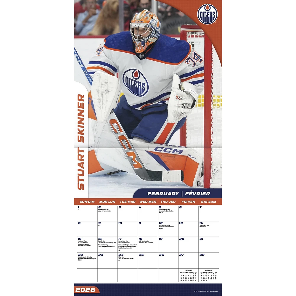 NHL Edmonton Oilers Bilingual 2026 Wall Calendar