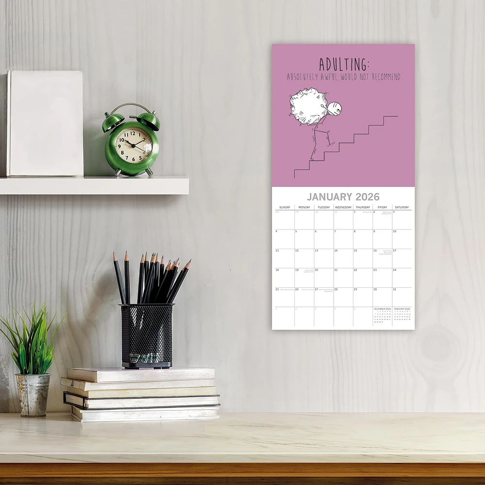Scary Reality Of Adulting 2026 Wall Calendar