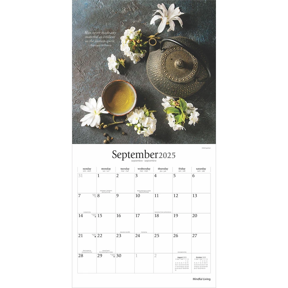 Mindful Living Wall 2025 Calendar