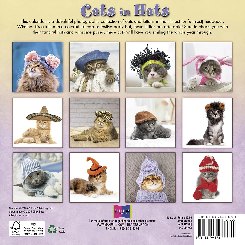 Cats In Hats 2026 Mini Calendar