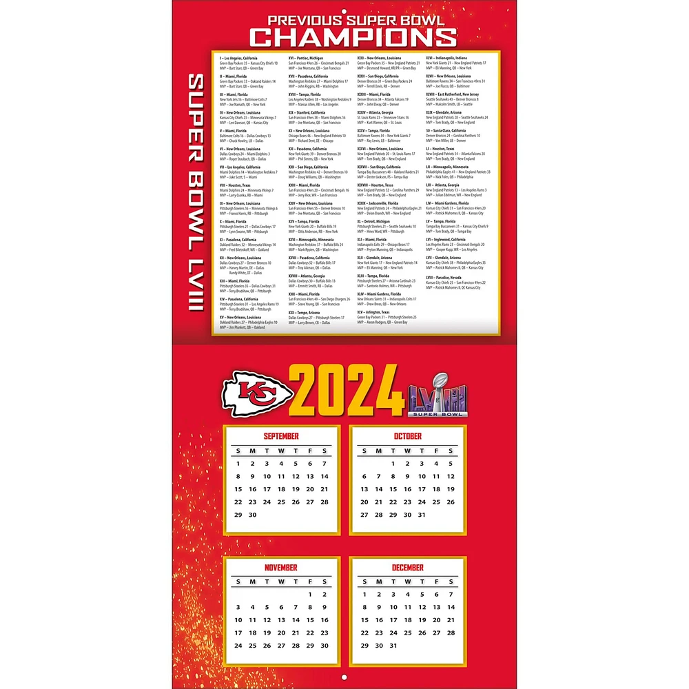 NFL Kansas City Chiefs Wall 2025 Calendar