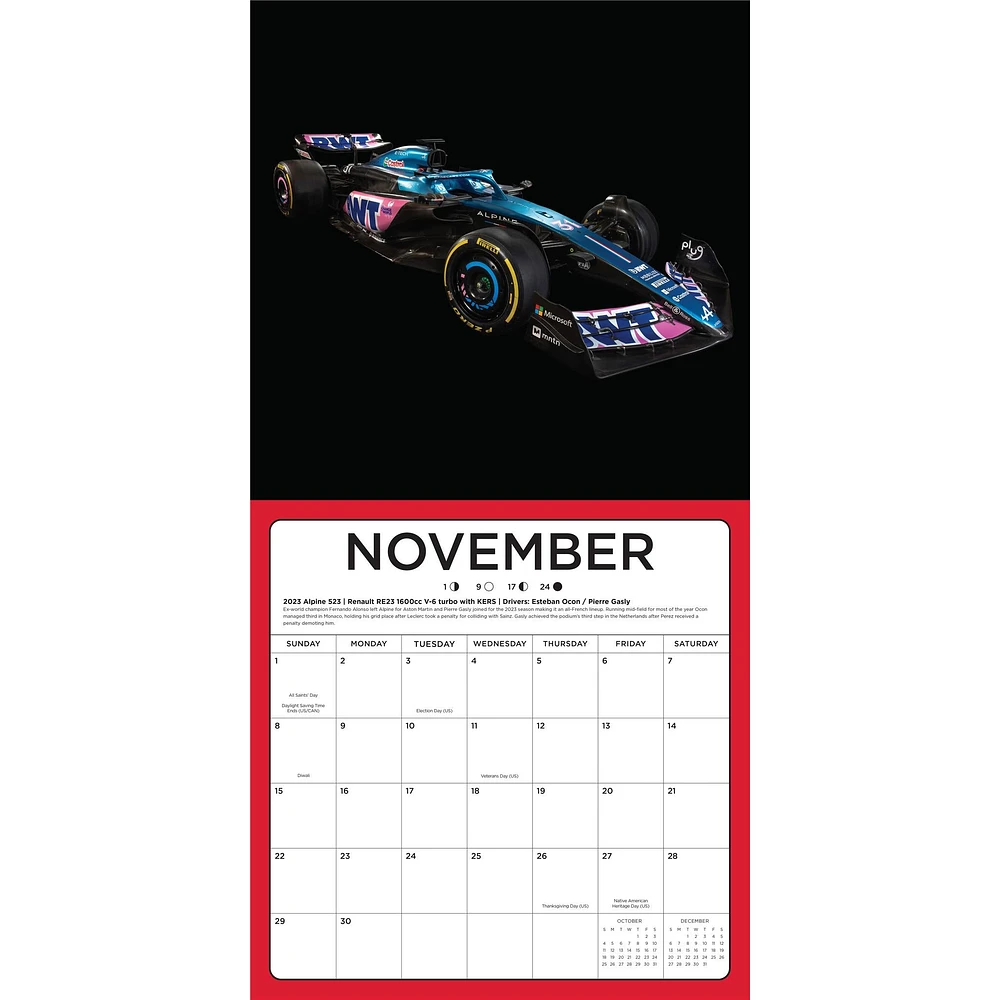 The Art of Formula 1 Race Car 2026 Wall Calendar