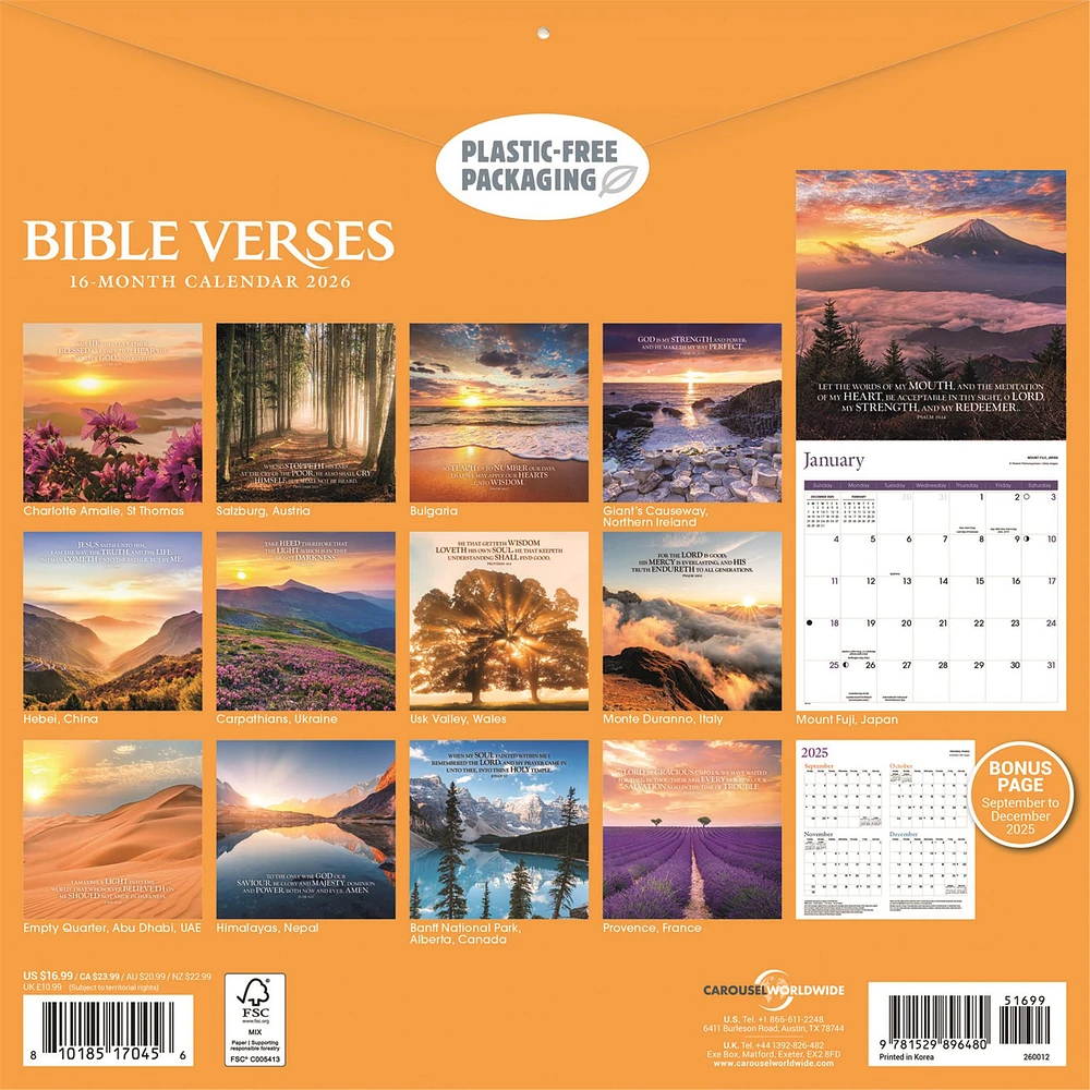 Bible Verses 2026 Wall Calendar