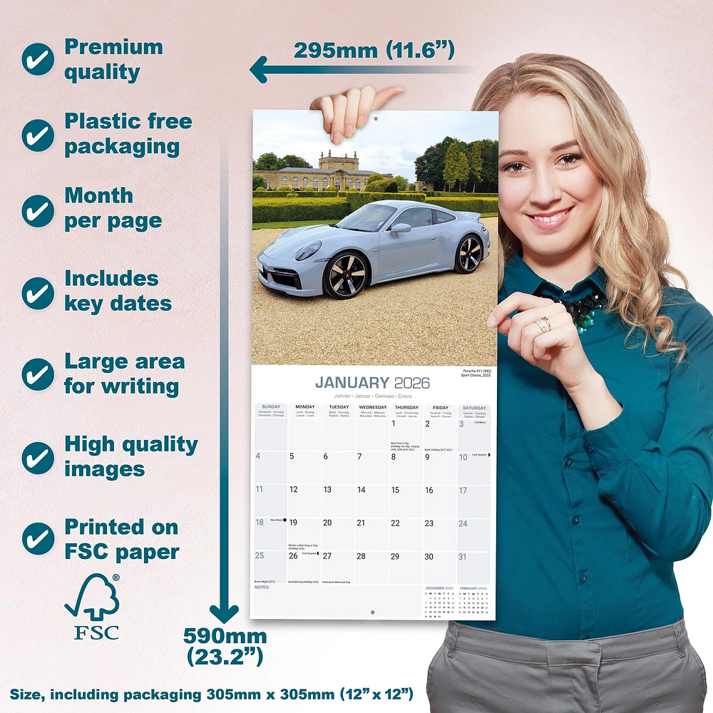 Porsche 2026 Wall Calendar