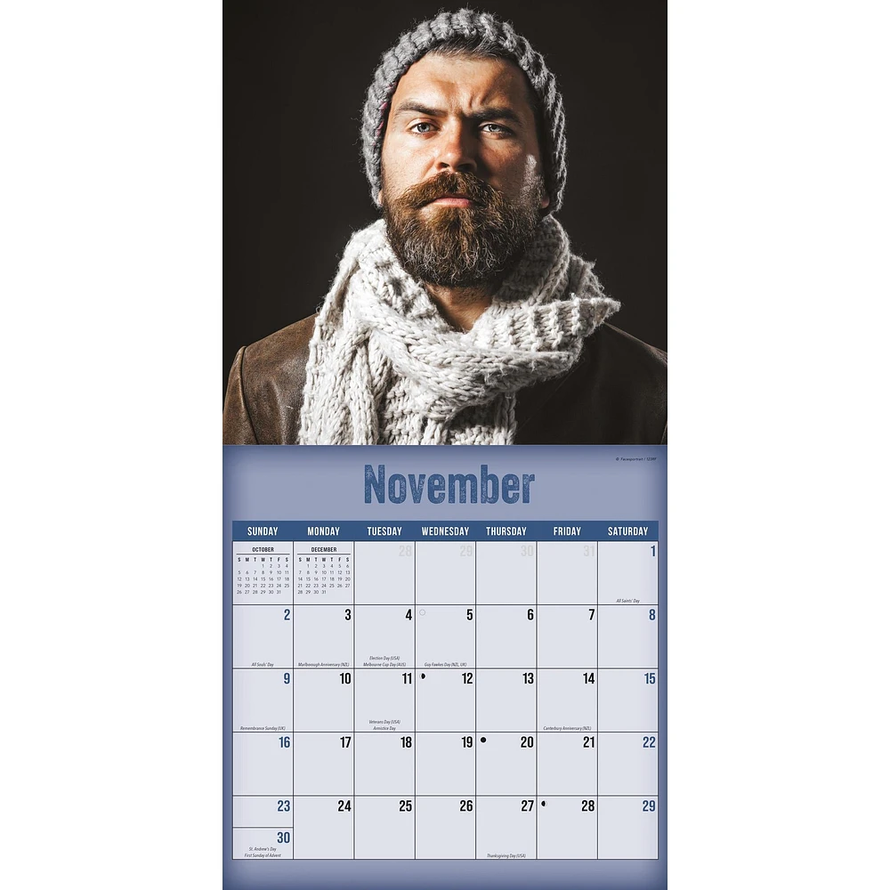 Bearded Men Wall 2025 Calendar