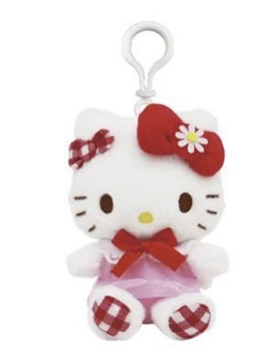 Hello Kitty Gingham Mascot Plush Clip On