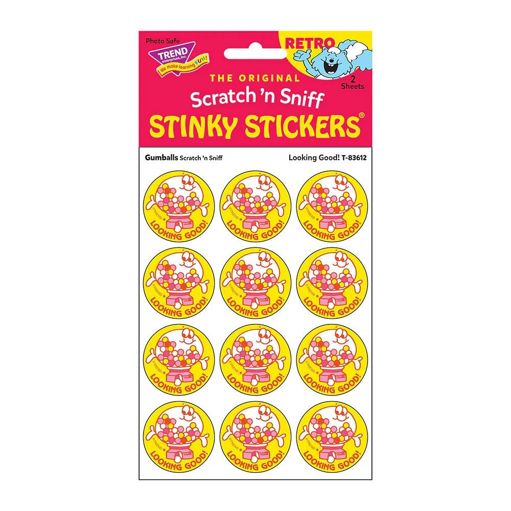 Scratch 'n Sniff Stinky Stickers Gumballs Looking Good!