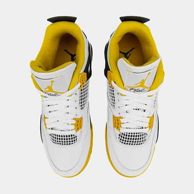 Air Jordan 4 Retro Vivid Sulfur Womens Lifestyle Shoes (White/Coconut Milk/Vivid Sulfur)