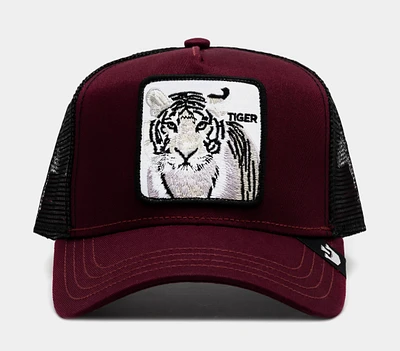 The White Tiger 14x14 Trucker Mens Hat (Maroon/Black)
