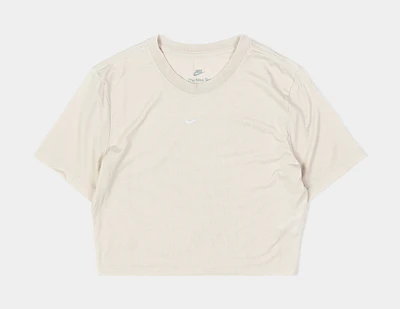 NSW Essential Slim Crop Womens Short Sleeve Shirt (Beige/White)