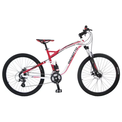 Bicicleta BENOTTO Montaña DS-800 R27.5 24V. Shimano Altus Frenos Doble Disco Mecánico Aluminio Rojo/Blanco/Negro Talla:ML