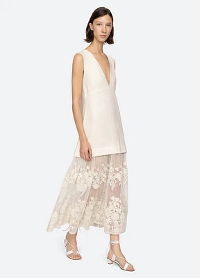 Arielle Lace V-Neck Midi Dress