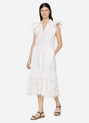 Marja Embroidery Flutter Slv Dress