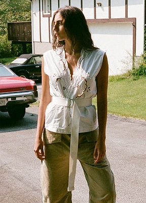 Dahlia Eyelet Vest w/Belt