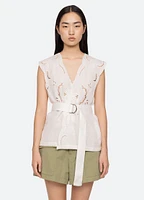 Dahlia Eyelet Vest w/Belt