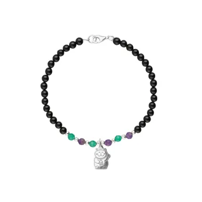 Pulsera Carisma Suerte Gato / Onix Agata Verde / Matista