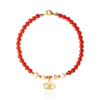 Pulsera Ojo Dorado / Agata roja y perla blanca