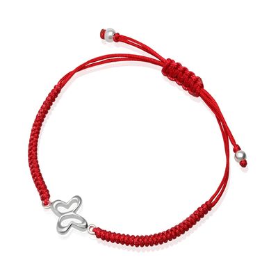 Pulsera Alegria Tejida Rojo Con Mariposa