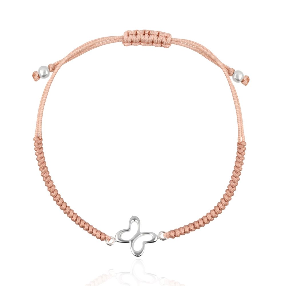 Pulsera Alegria Tejida Nude Con Mariposa