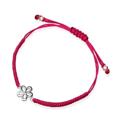 Pulsera Alegria Tejida Bugambilia Con Flor