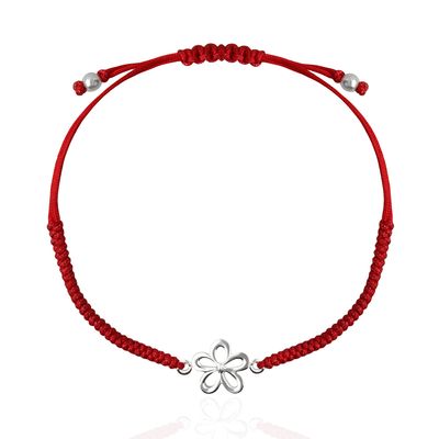 Pulsera Alegria Tejida Roja Con Flor