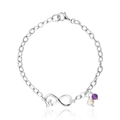 Pulsera mujer infinita con perla y amatista